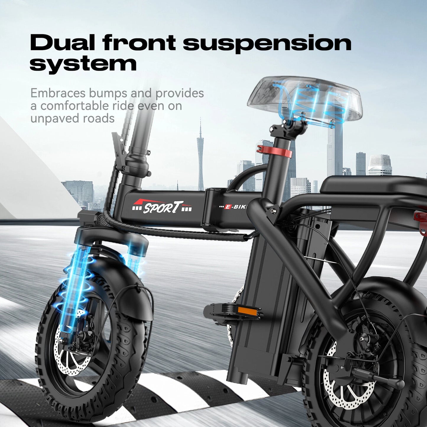 20" Folding Electric Bike – Long Range E-Bike for Adults, Mountain & Commuter Ready