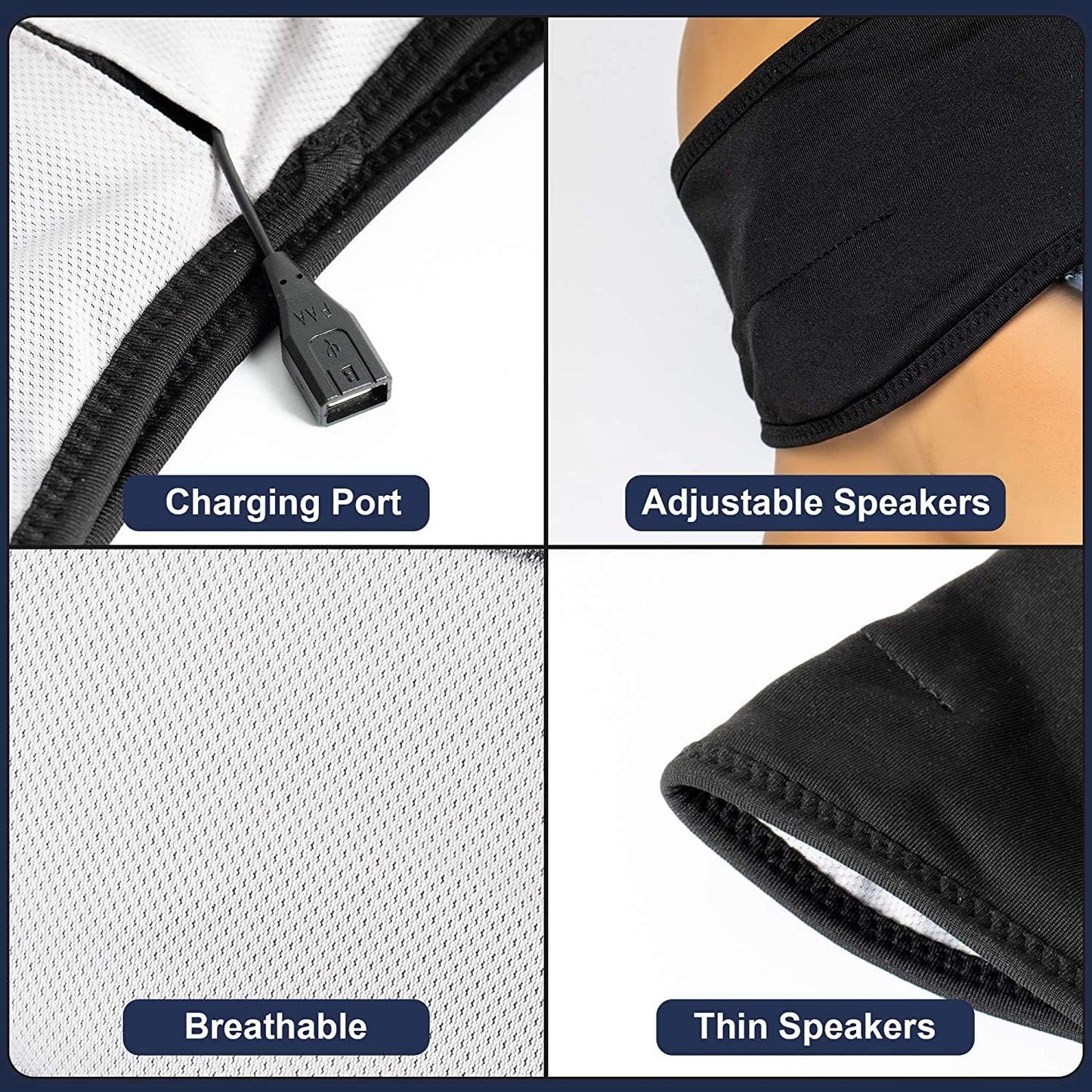 Bluetooth Sleep Headphones Headband - Wireless, Ultra-Thin Speakers for Side Sleepers