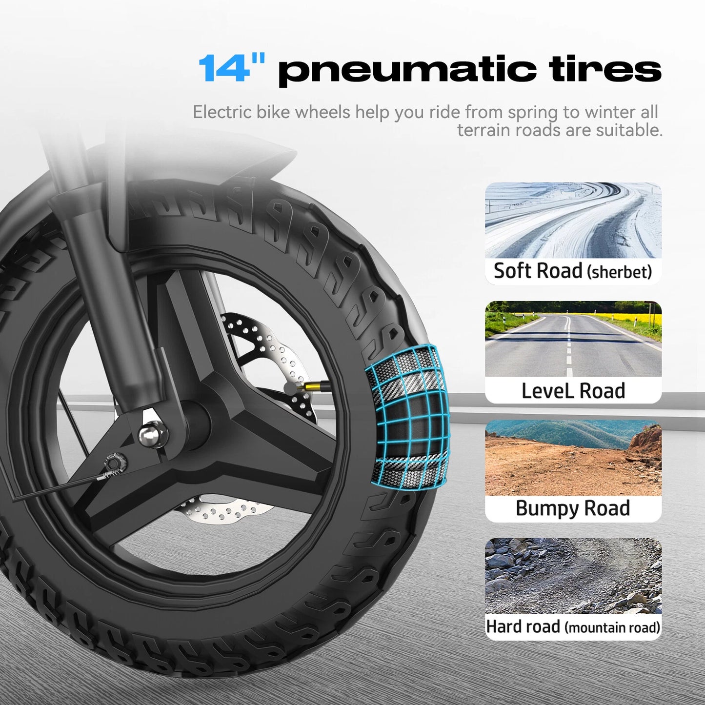 Folding Electric Bike – Long Range Commuter & Mountain E-Bike with 20" Tires & Gears