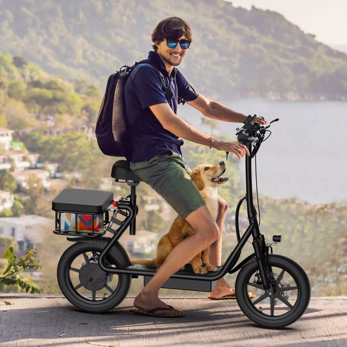 Fast Electric Scooter with Seat – Foldable Long Range E-Scooter with Powerful Motor