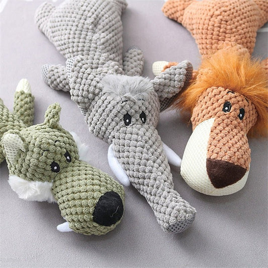 Plush Cartoon Puppy Chew Toy with Squeaker for Small Dogs