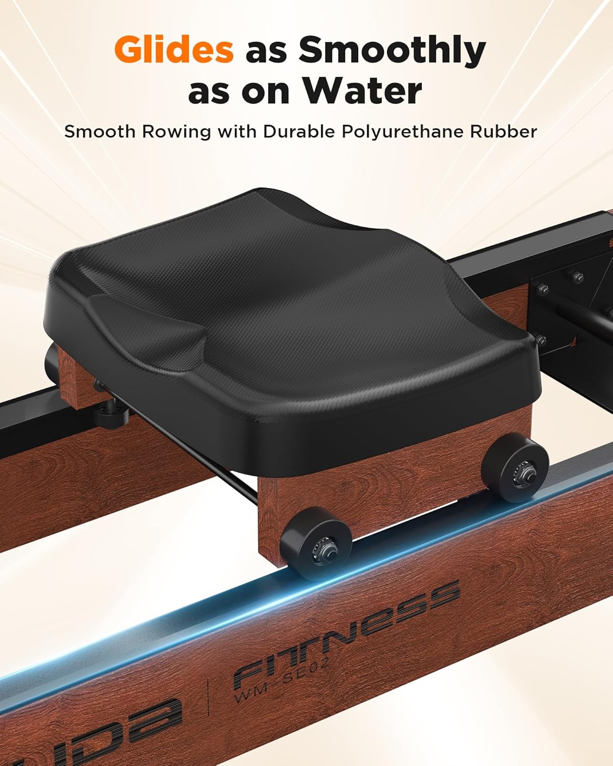 Water Rowing Machine for Home Gym – Foldable Wooden Rower with Water Resistance & LCD Monitor