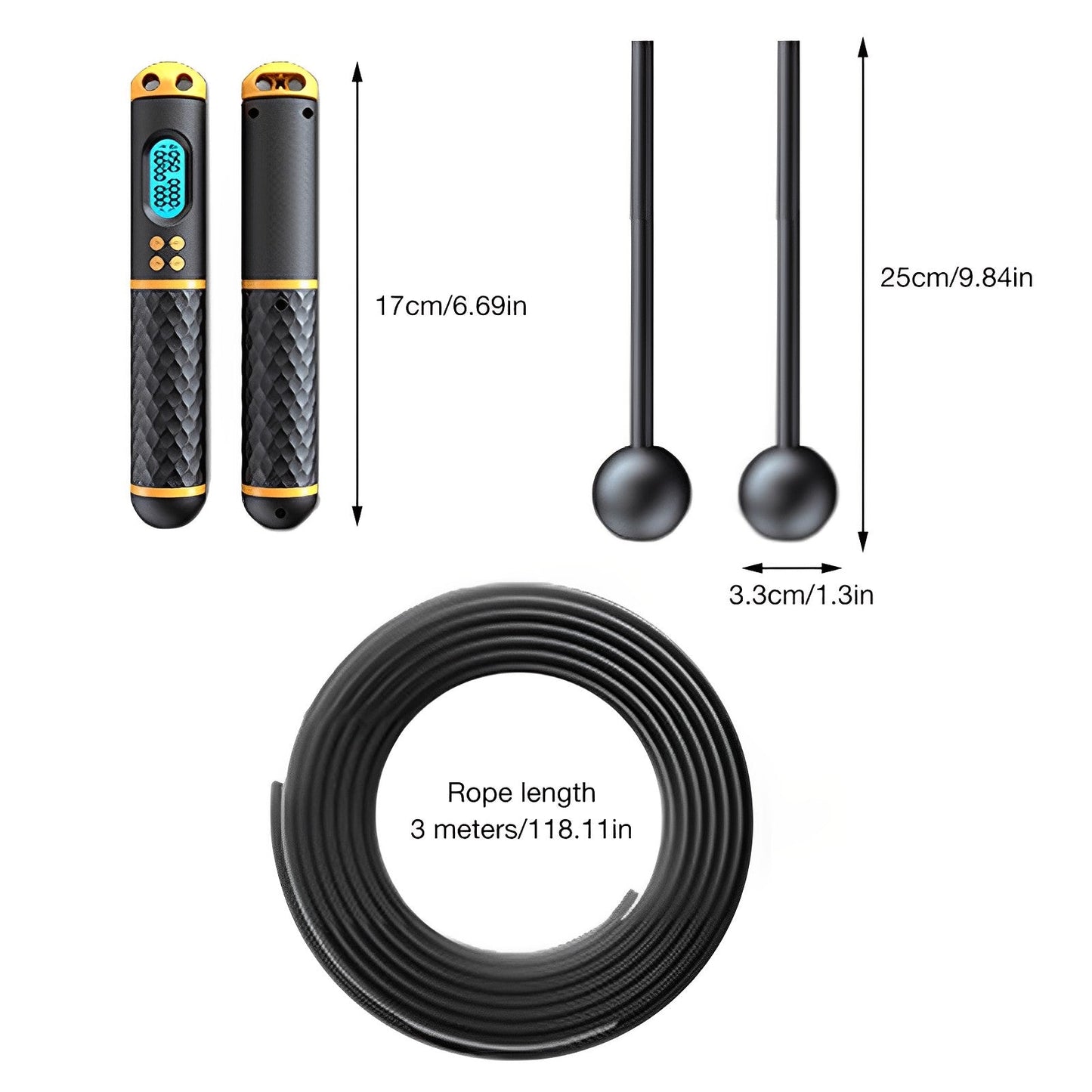 Jump Shape Rope - Adjustable Digital Counting Jump Rope and Vibration Reminder for Fitness, Exercise, Workout, Gym