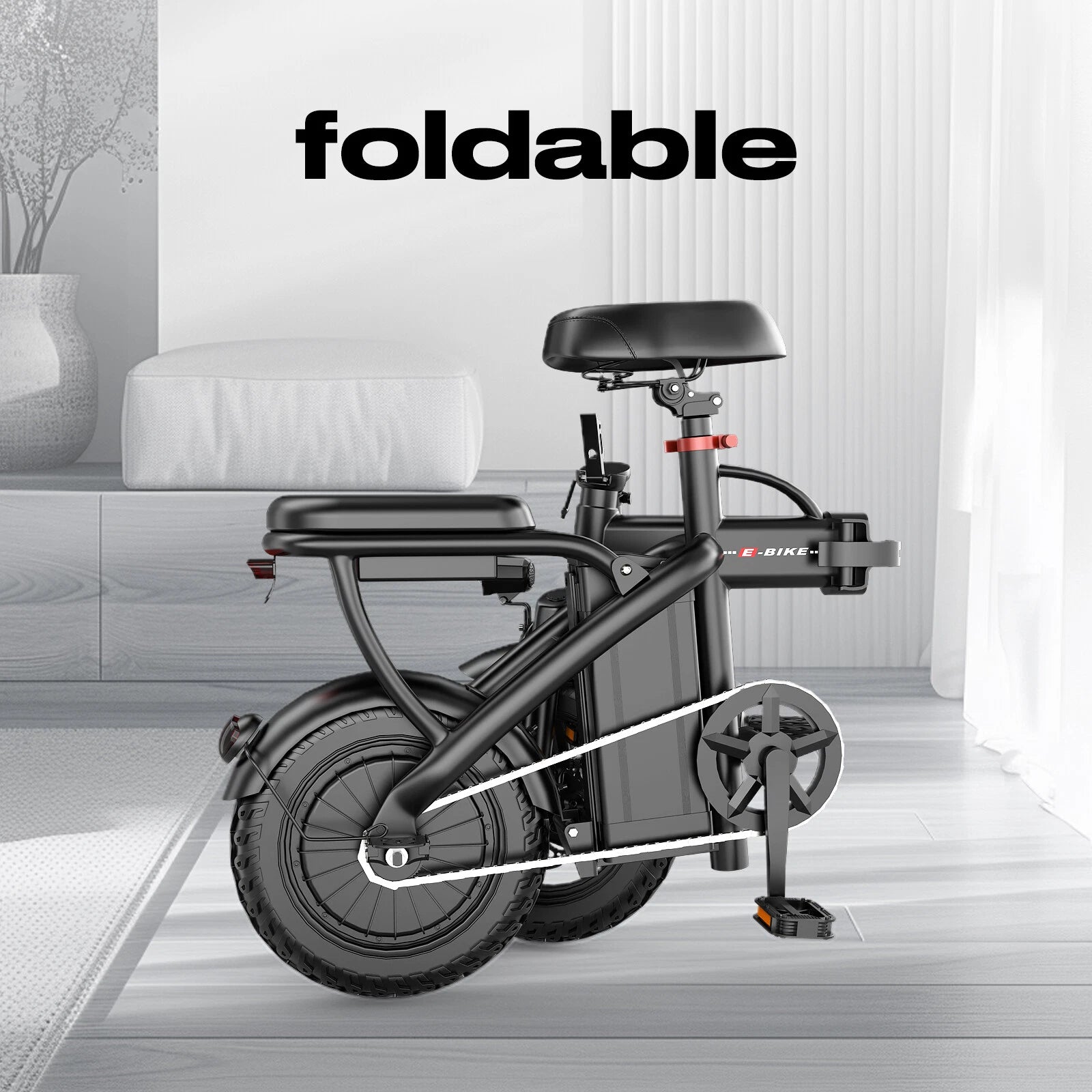 Electric Mountain & City Bike – Folding E-Bike with 600W Motor, 21 Gears, Long Battery