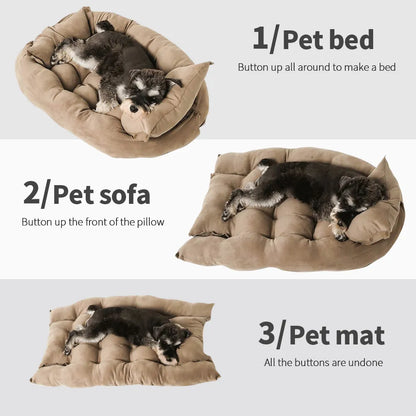 Ultimate 3-in-1 Cozy Pet Bed: Bed, Mat, and Sofa