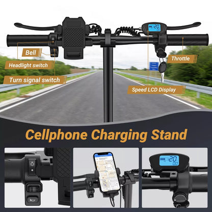 Fast Electric Scooter with Seat – Foldable Long Range E-Scooter with Powerful Motor