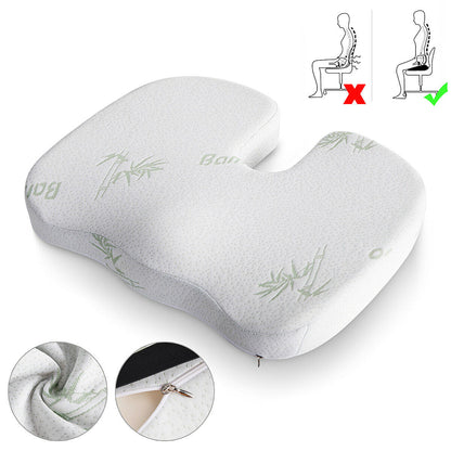 Back & Seat Cushion - Lower Back Cushion Support for Office Chair, Home, Car & Memory Foam Pillow Washable Cover